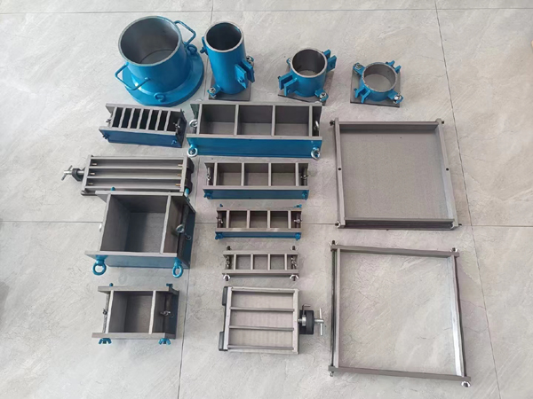 Moldes de teste de concreto de todos os tamanhos